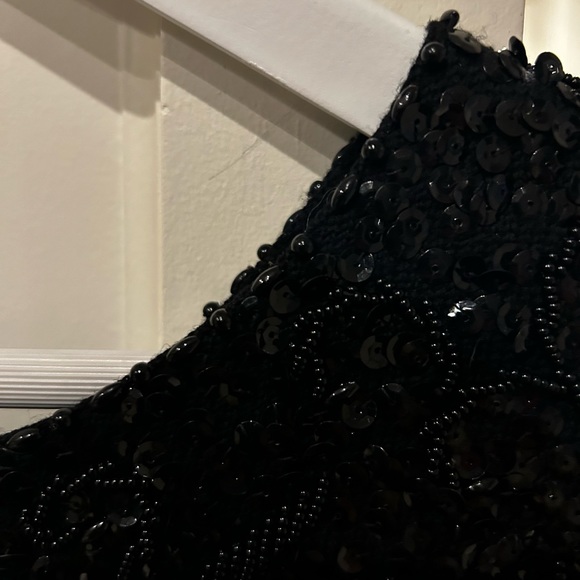 Vintage intricately beaded black top made in Hong Kong Size Small - Picture 6 of 13